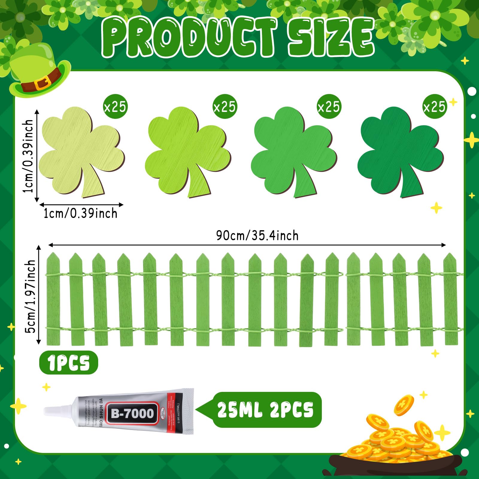Novabright St Patrick's Day mini fence and shamrocks setup display