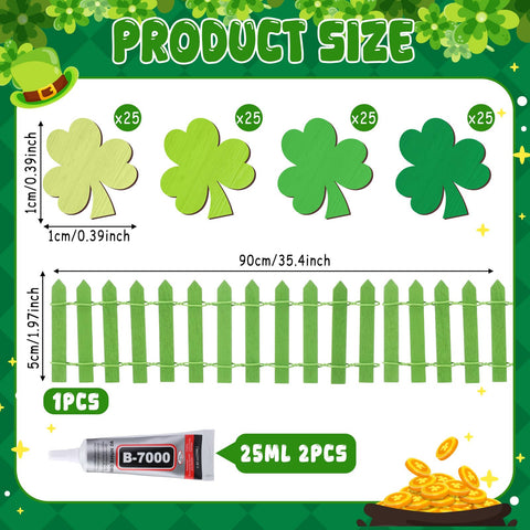 Novabright St Patrick's Day mini fence and shamrocks setup display