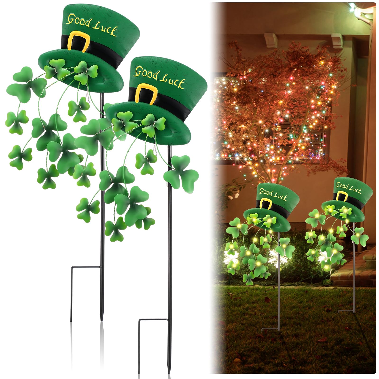Novabright yard sign with leprechaun hat for festive curb appeal