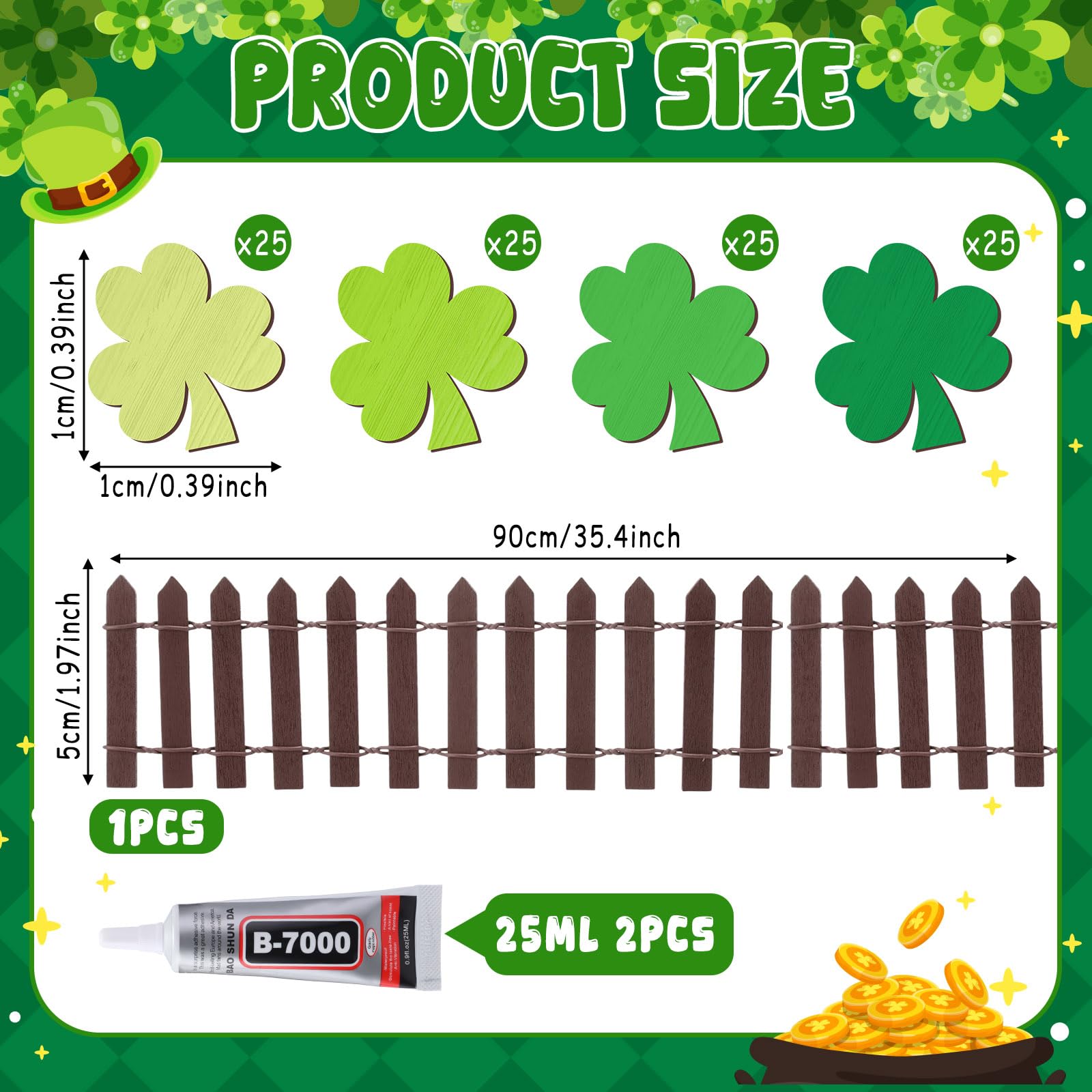 Novabright wooden fences (90 cm) as sturdy yard decor for shamrocks