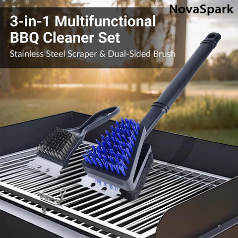 Novaspark nylon bristle-free brush 15in for efficient large-surface grill scrubbing