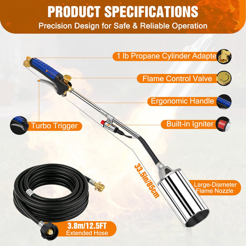 Novastry propane torch with built-in igniter for quick starts.