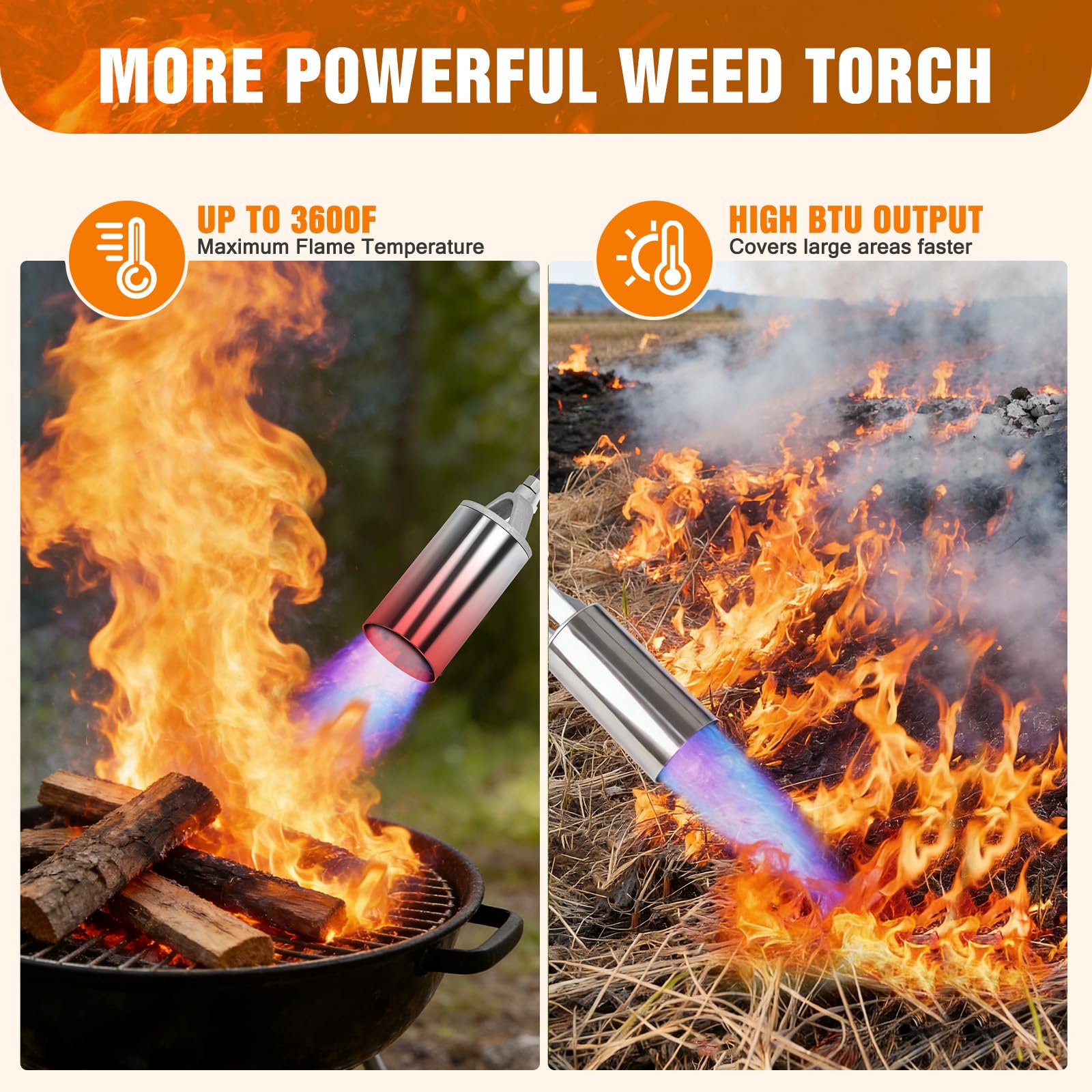 Novastry weed burner in long and short mode for versatile outdoor tasks.