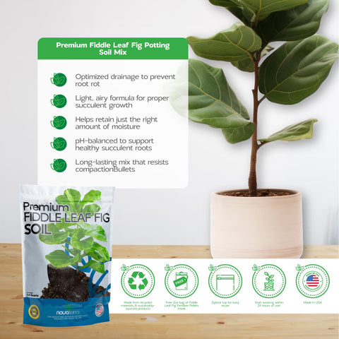 NOVA-TERRA coco coir and peat moss blend supports moisture retention.