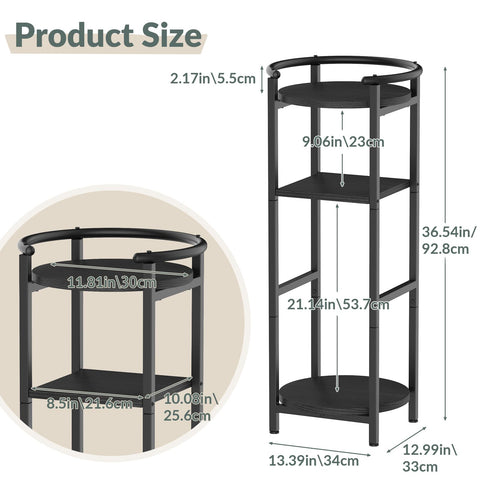NOVIMANGO 3-tier wooden and metal stand shows convenient cups storage between the top dispenser and bottom plants.