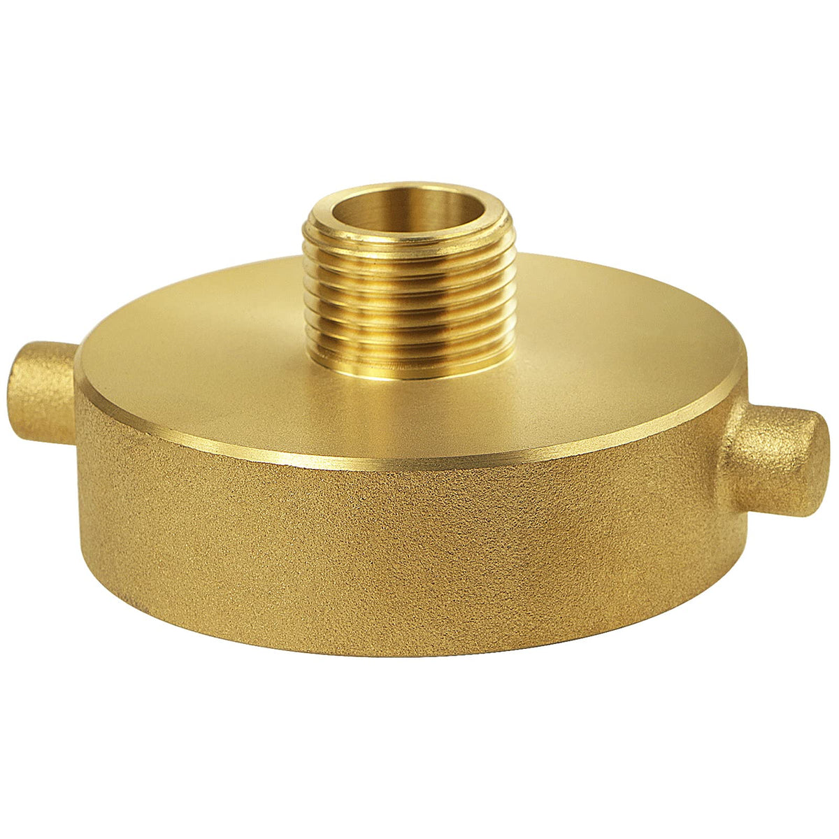 NOVINO brass fire hydrant adapter close-up showing durable construction and corrosion resistance.