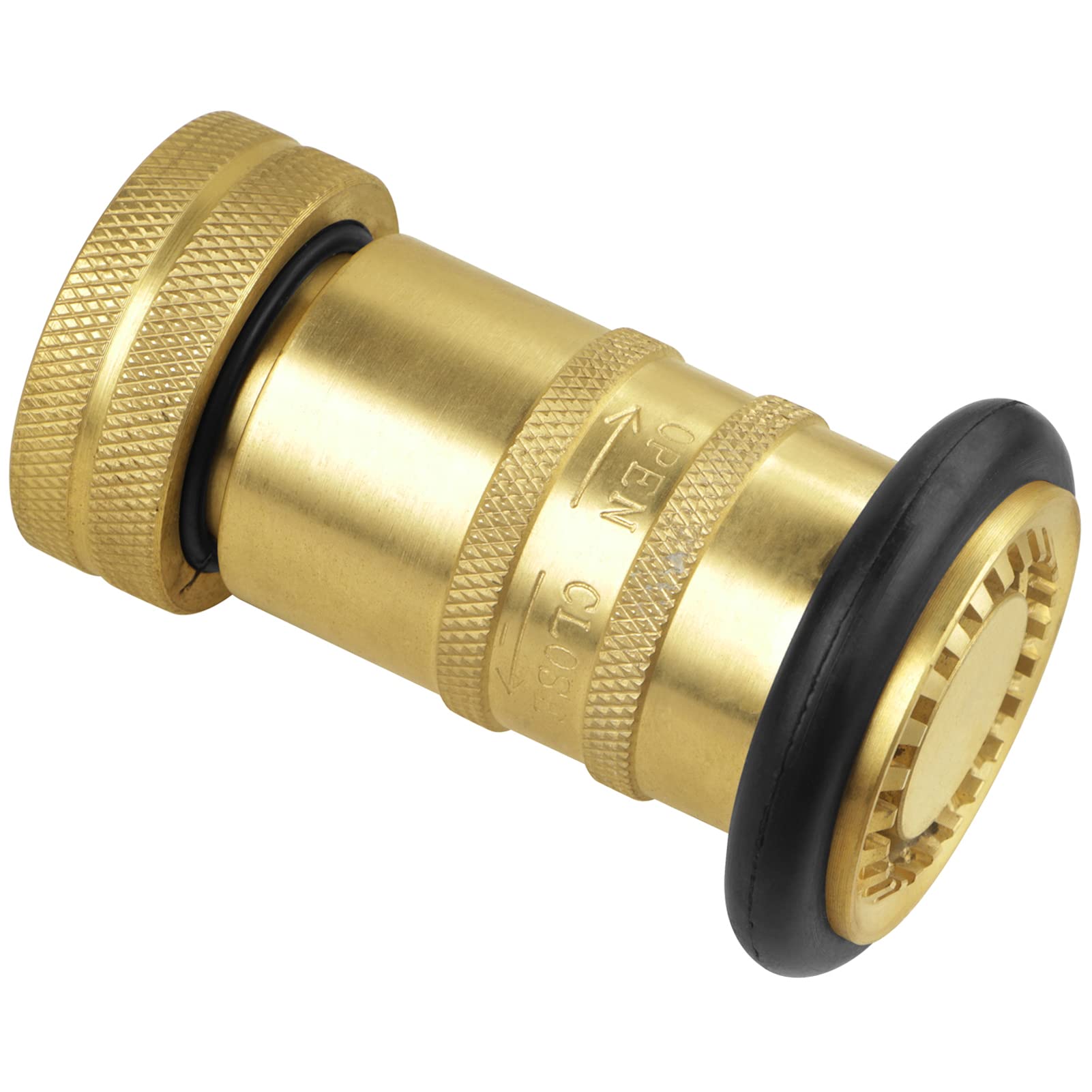 NOVINO fire nozzle with 1 inch NPSH/NPT threads, durable brass construction for reliable connections