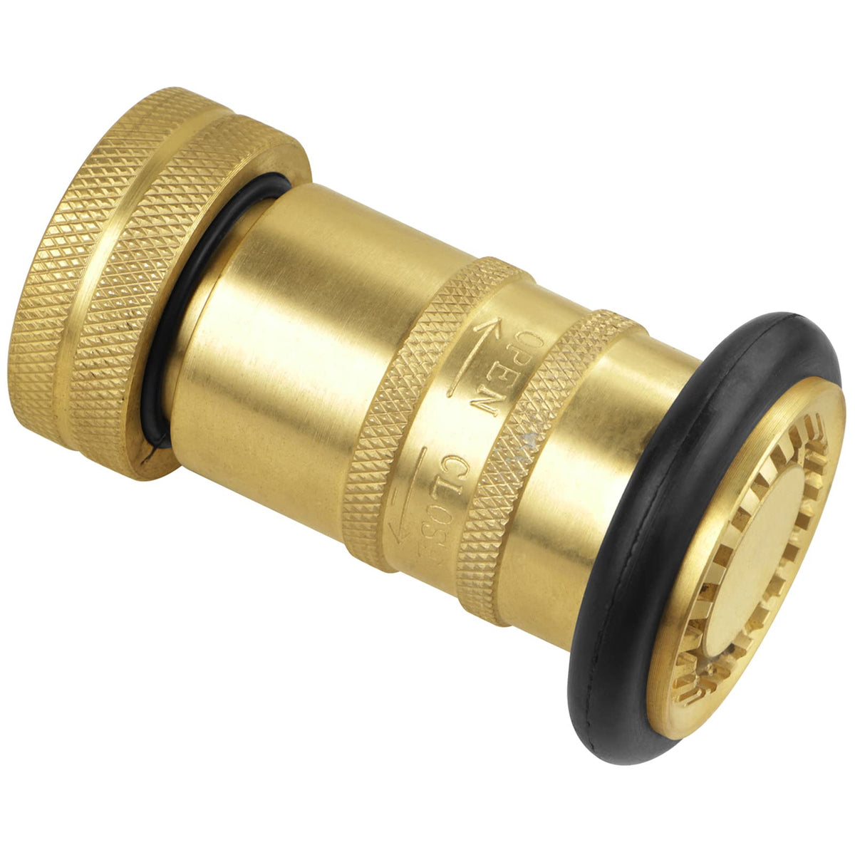 NOVINO fire nozzle with 1 inch NPSH/NPT threads, durable brass construction for reliable connections