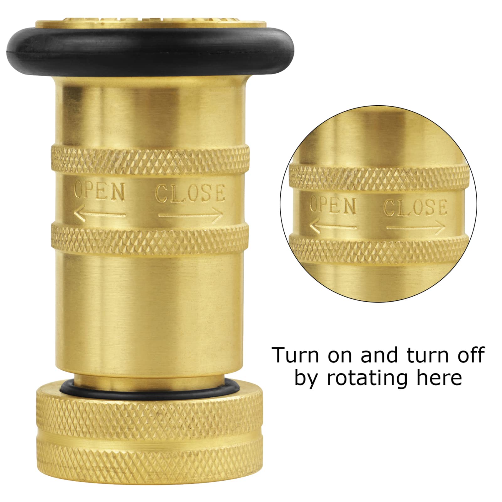 NOVINO 75 GPM flow at 100 psi, straight jet and fog spray options
