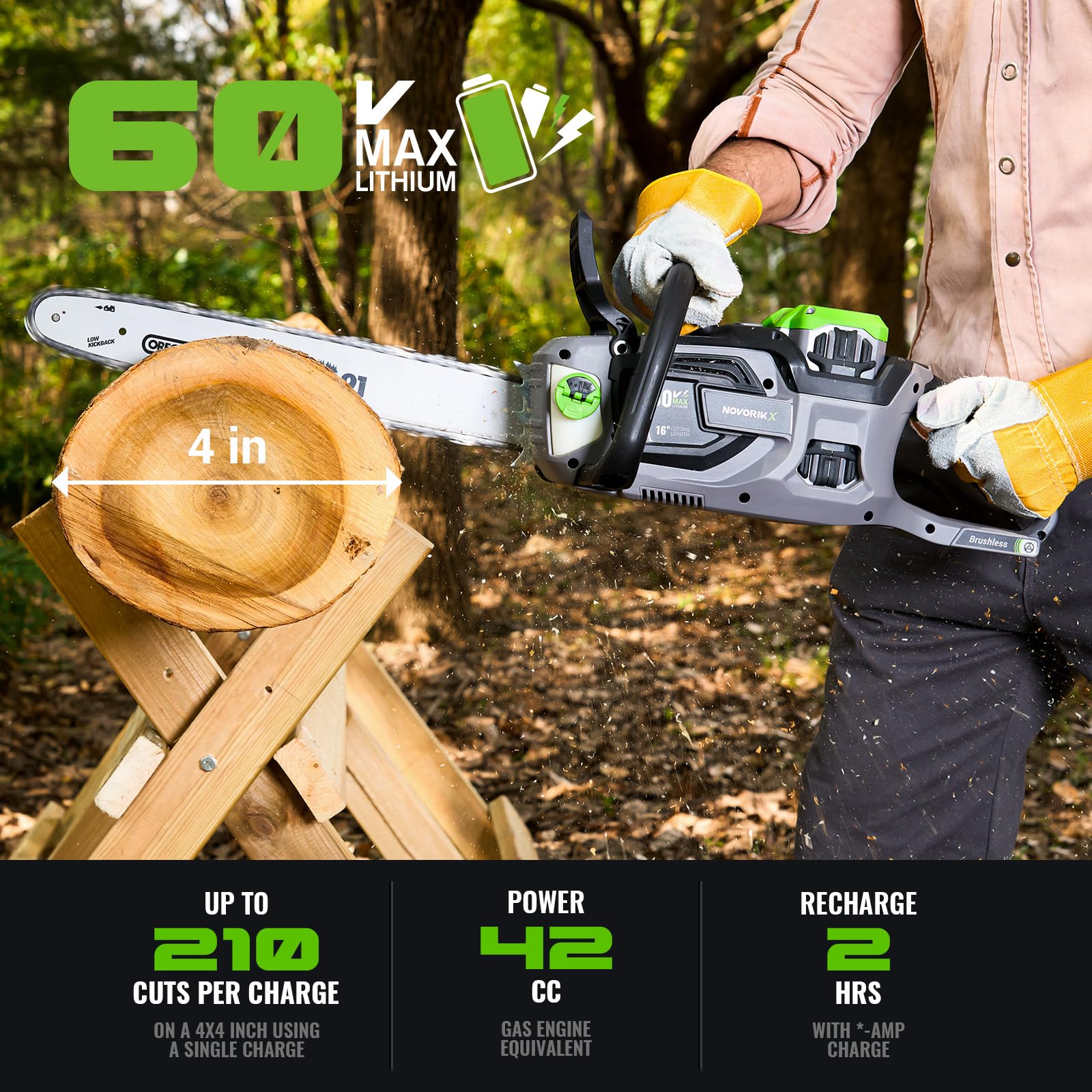 NovorikX 16-inch bar ideal for precise branch trimming