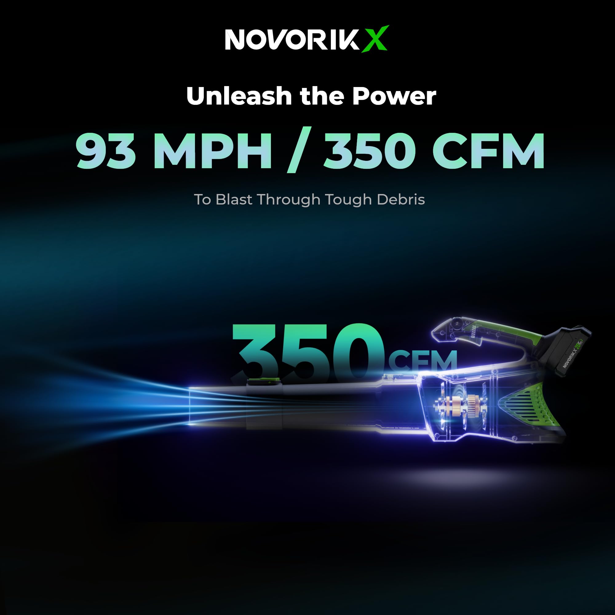 NovorikX 20V 2Ah battery powering longer yard cleanup sessions