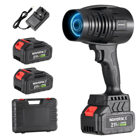 NovorikX 20V cordless mini turbo leaf blower for quick outdoor debris cleanup.