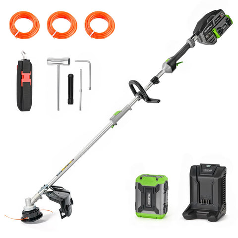 NovorikX 60V cordless trimmer front view, lightweight ergonomic handling