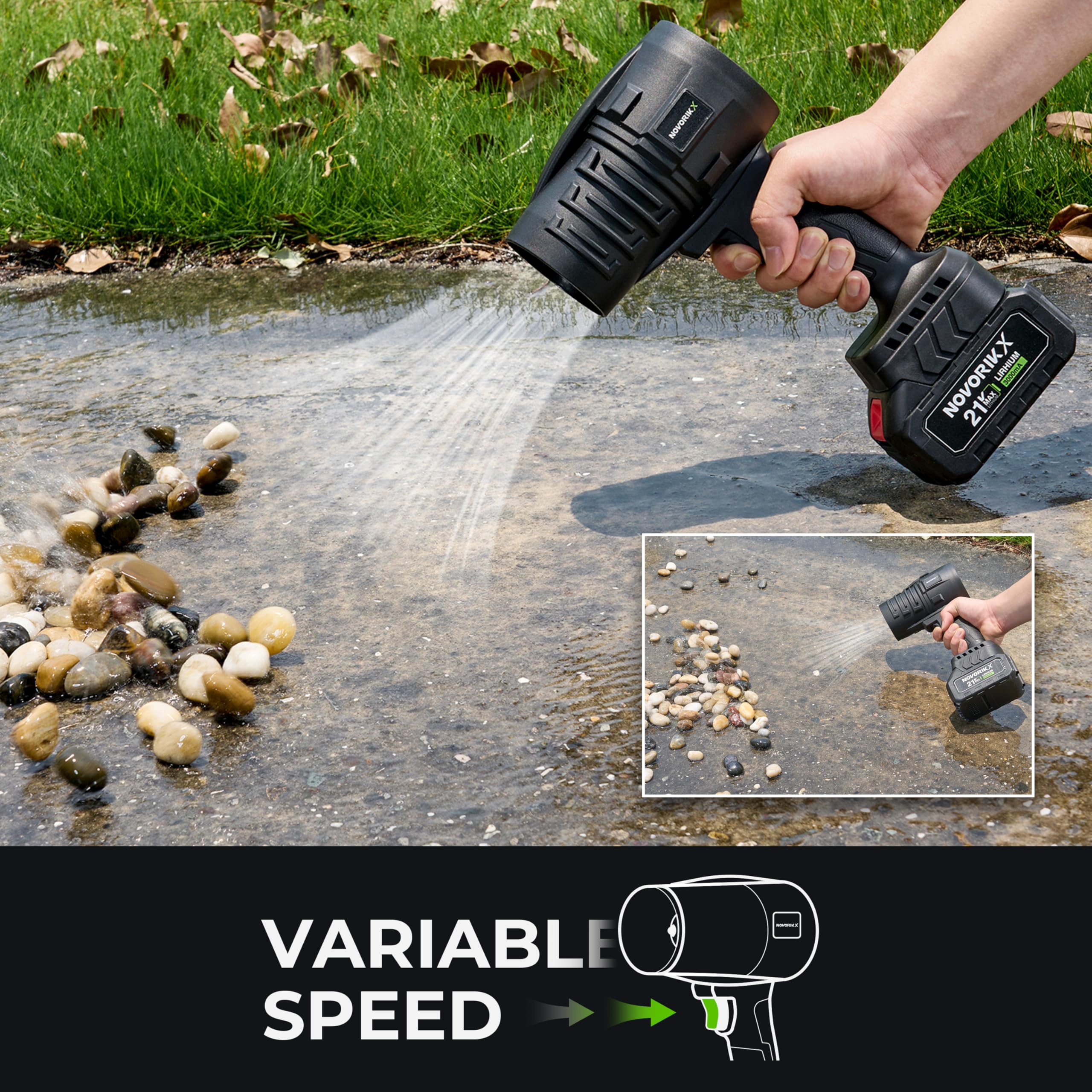 NovorikX snow removal and car-garage cleaning in a compact tool.