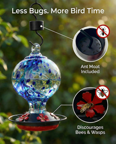 Novoto hummingbird feeder inner glass decor adds garden art while attracting birds