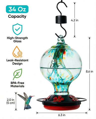 Novoto hummingbird feeder rainforest blue adds color to outdoor space