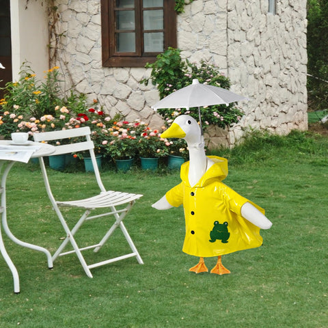 NovousGoo garden party-ready goose outfit enhances outdoor yard decor.