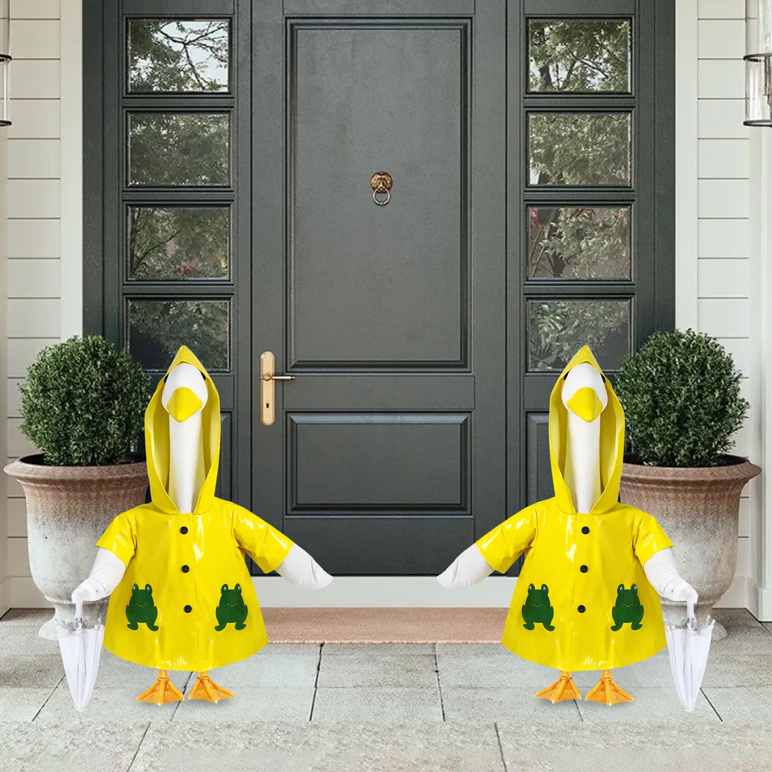 NovousGoo 23-inch goose in raincoat shows easy dressing and placement.
