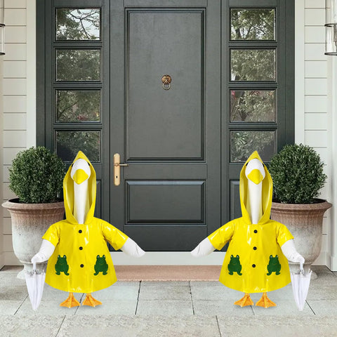 NovousGoo 23-inch goose in raincoat shows easy dressing and placement.