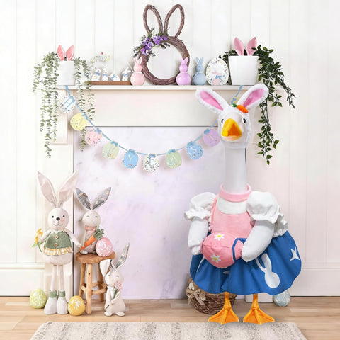 NovousGoo Easter goose outfit displayed on lawn statue for party setup
