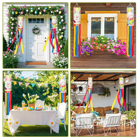 NOVWANG bunny windsocks egg design creates festive terrace focal point