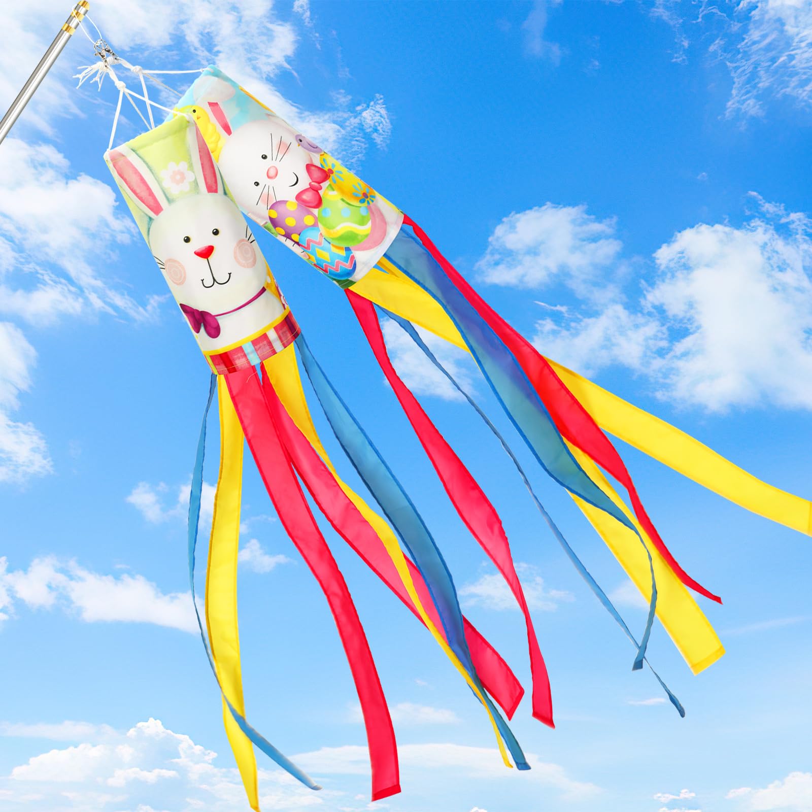 NOVWANG 40-inch bunny Easter windsock front view, adds yard charm