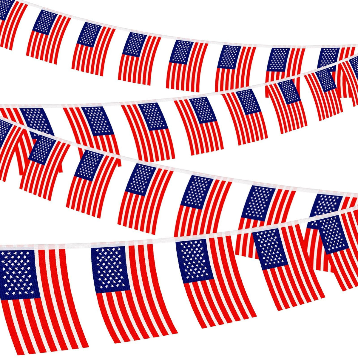 NOVWANG American flag banner with 100 flags for festive celebrations.