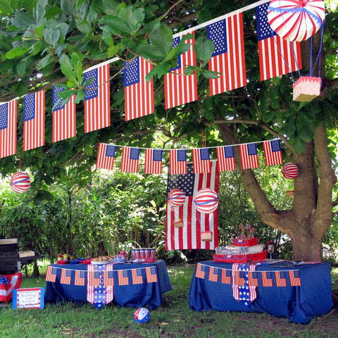 NOVWANG Independence Day banner setup for events.