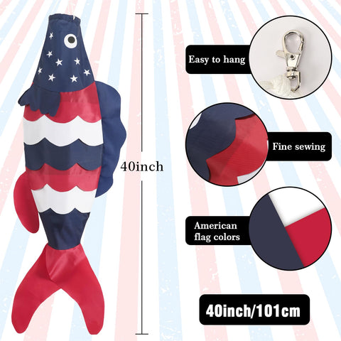NOVWANG patriotic windsock decorates decks with blue, red, and white for celebrations.