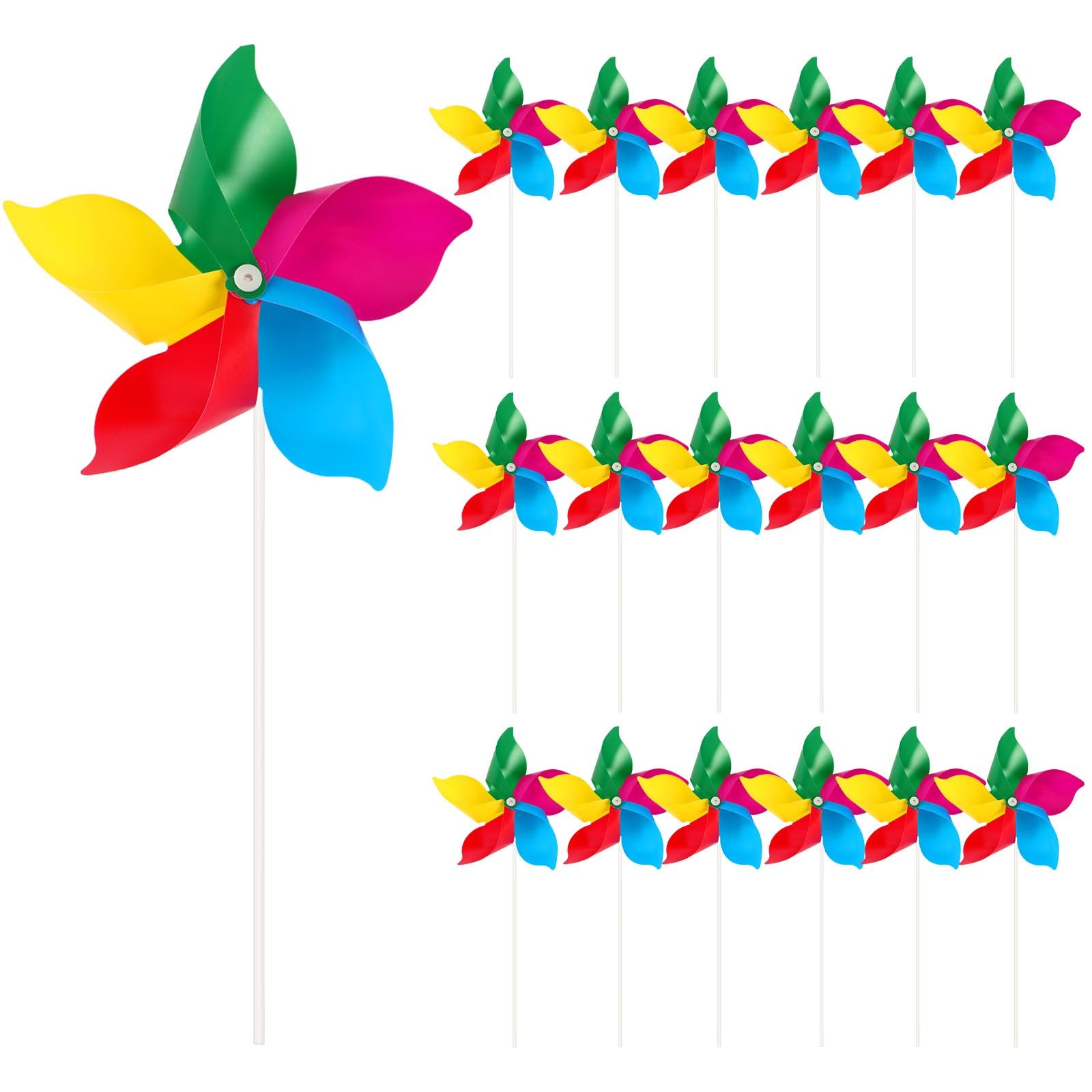 NOVWANG Rainbow Pinwheels package and assembly guide for quick outdoor setup