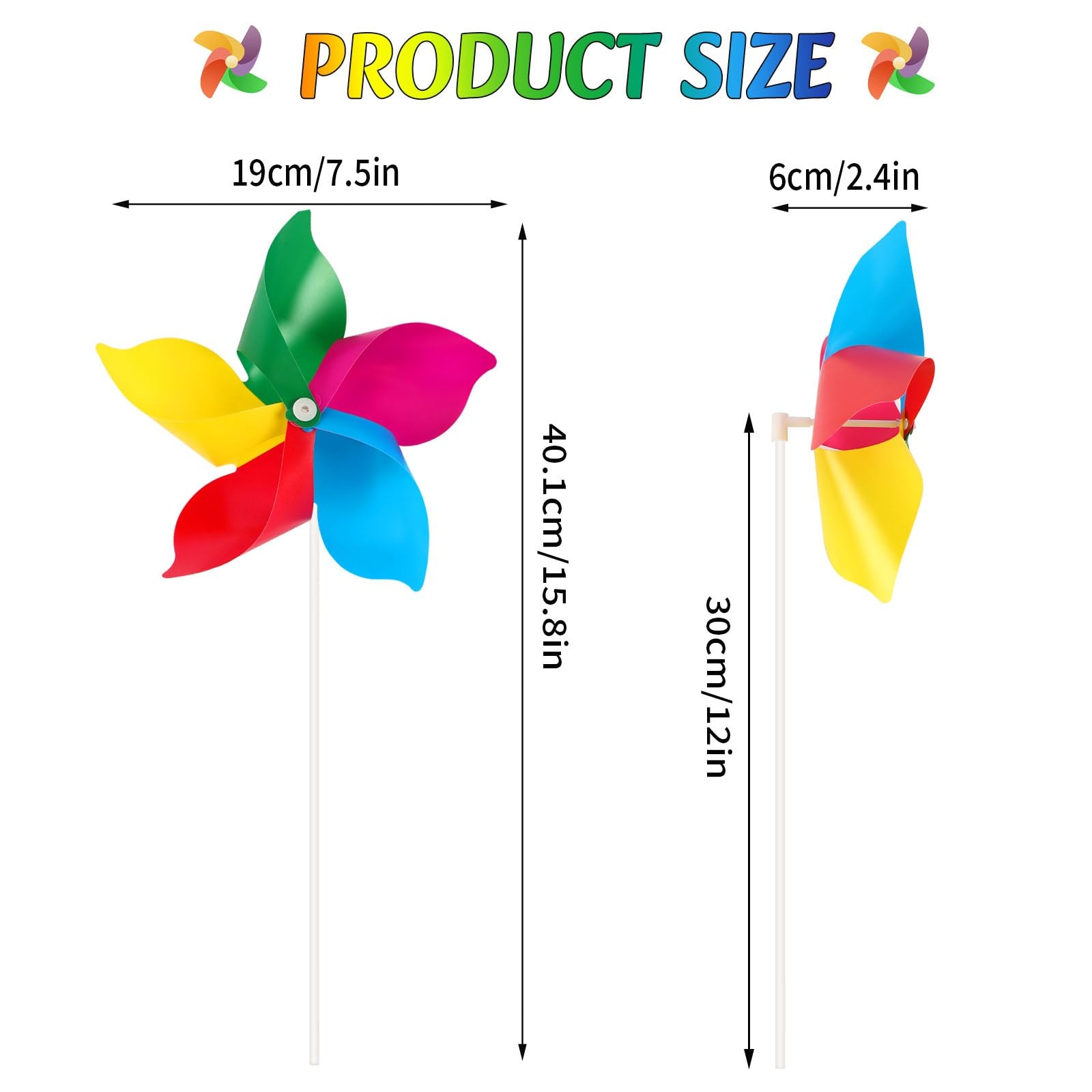 NOVWANG Rainbow Pinwheels yard decor being arranged in a garden for colorful decoration