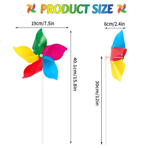 NOVWANG Rainbow Pinwheels yard decor being arranged in a garden for colorful decoration