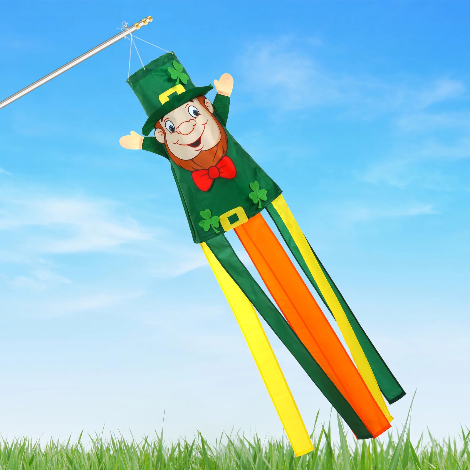 NOVWANG St. Patrick's Day windsock 40inch adds festive curb appeal to balcony or yard