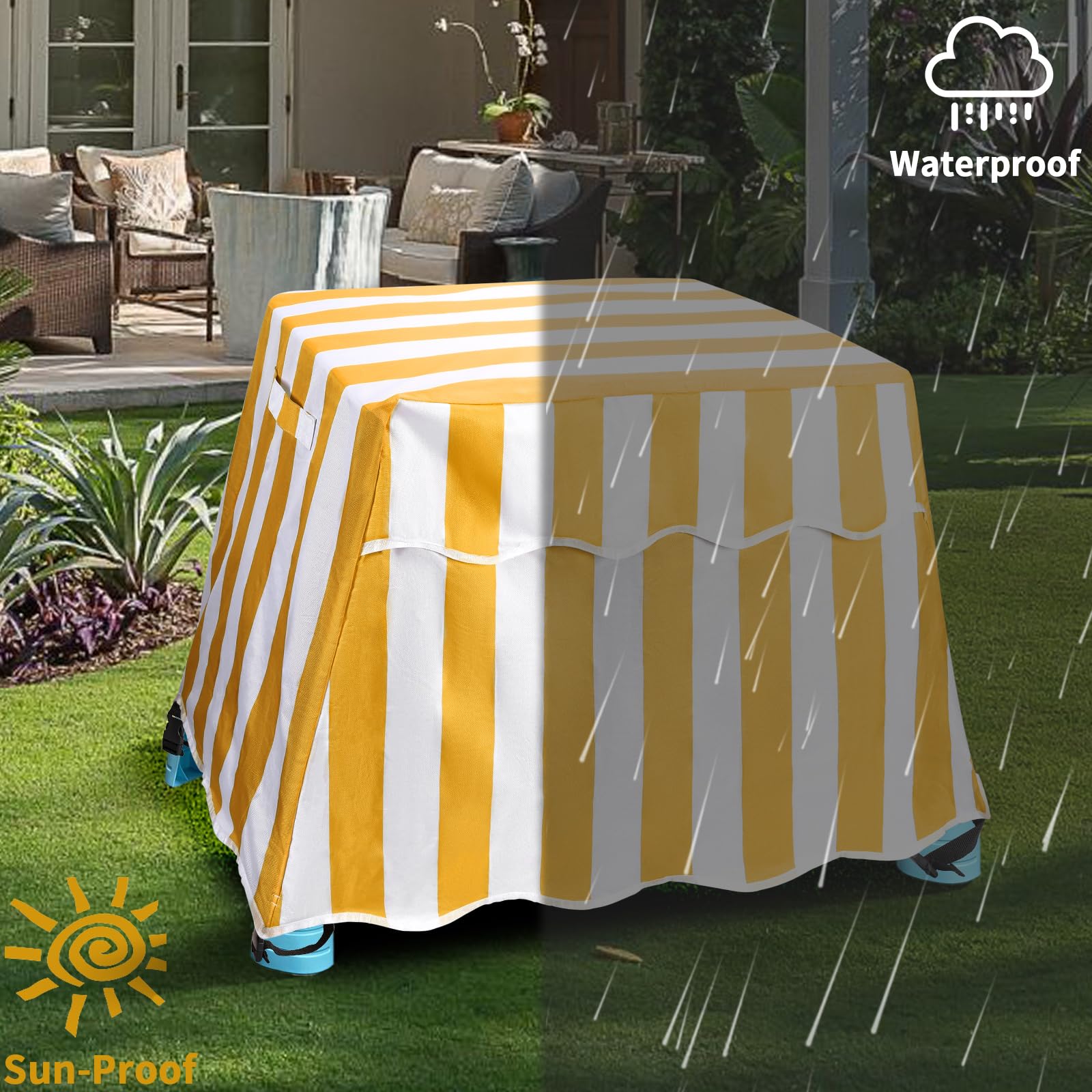 NOVWANG water table cover uses buckle straps to secure on Step2 table