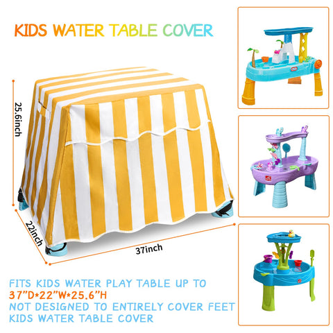 NOVWANG water table cover with yellow-white waves adds playful style and weatherproofing
