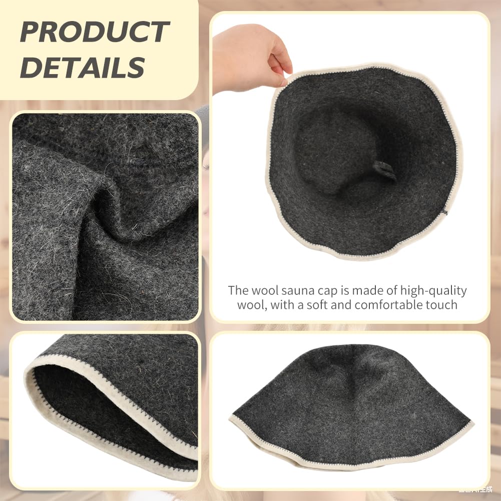NOWHYX Wool Sauna Hat grey fabric emphasizes subtle, stylish spa accessory.
