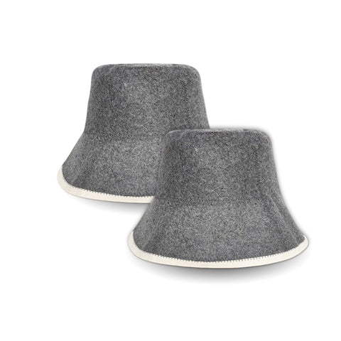 NOWHYX wool sauna hat in soft grey felt for breathable, comfortable sessions.