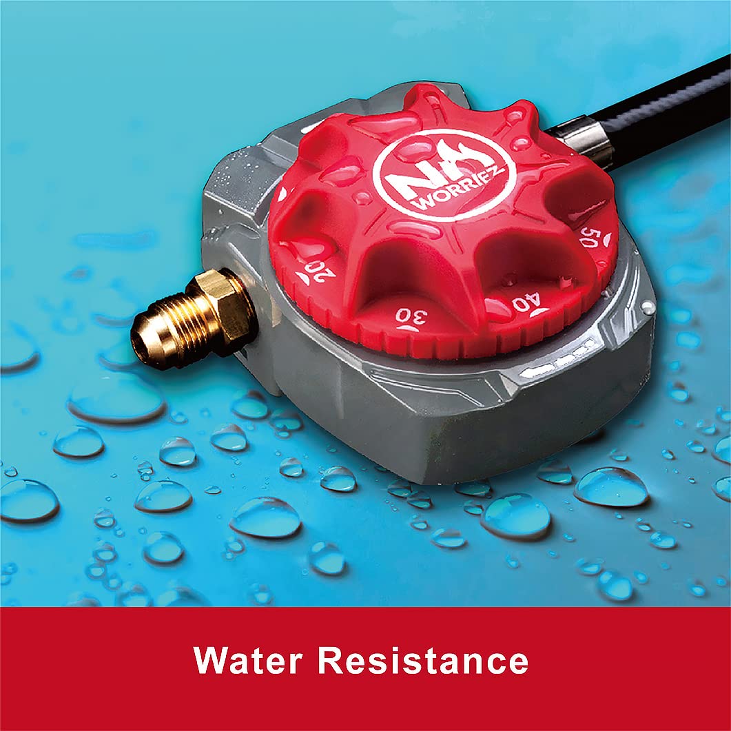NO WORRIEZ timer shows IP43 rating for outdoor reliability.