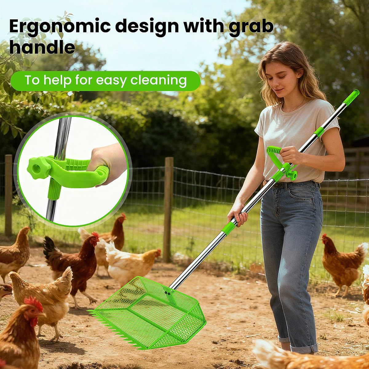 NoxLumina adjustable ergonomic handle reduces back strain during cleaning