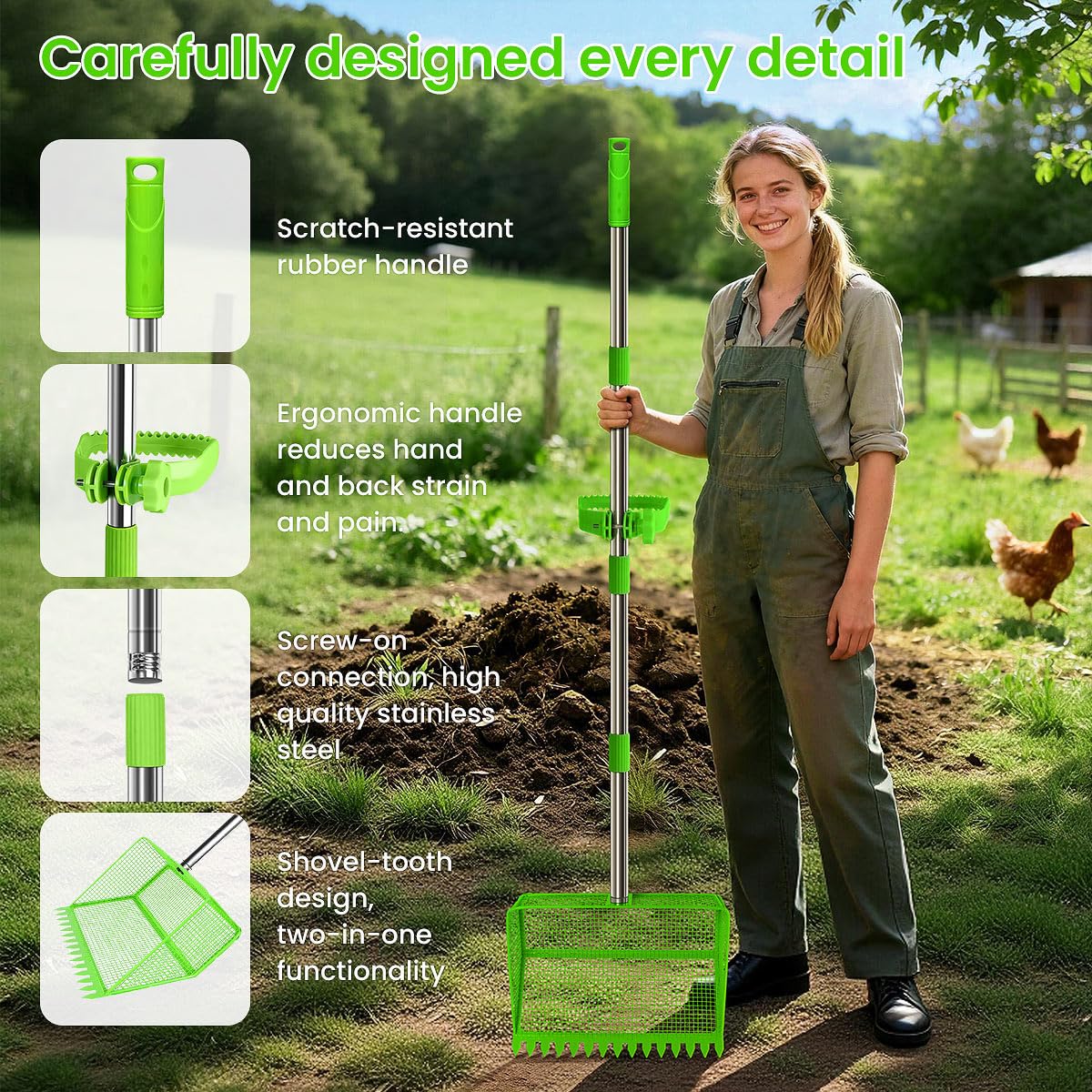 NoxLumina multipurpose coop-cleaning tool suitable for various animals