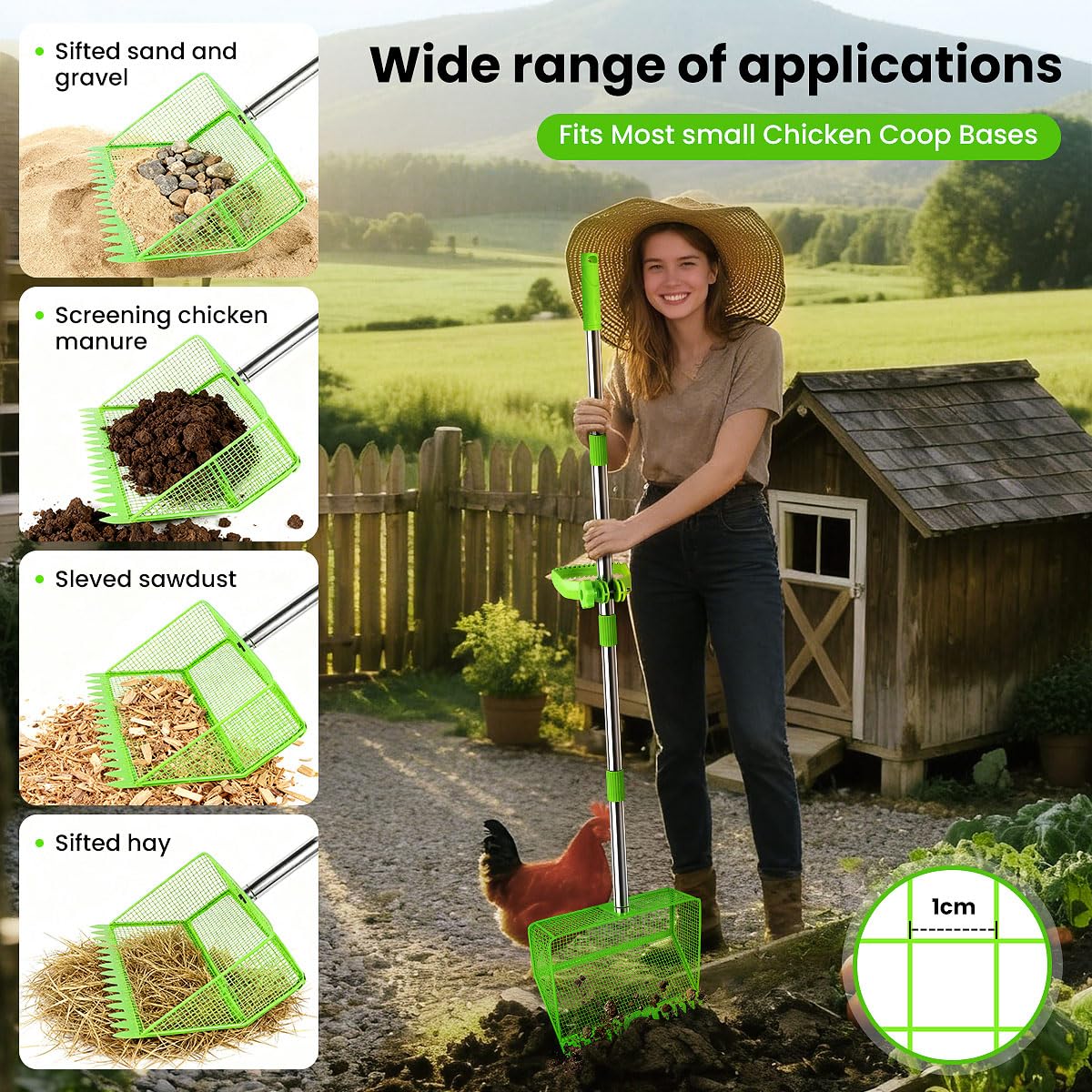 NoxLumina smart sifting holes design separates manure from bedding efficiently
