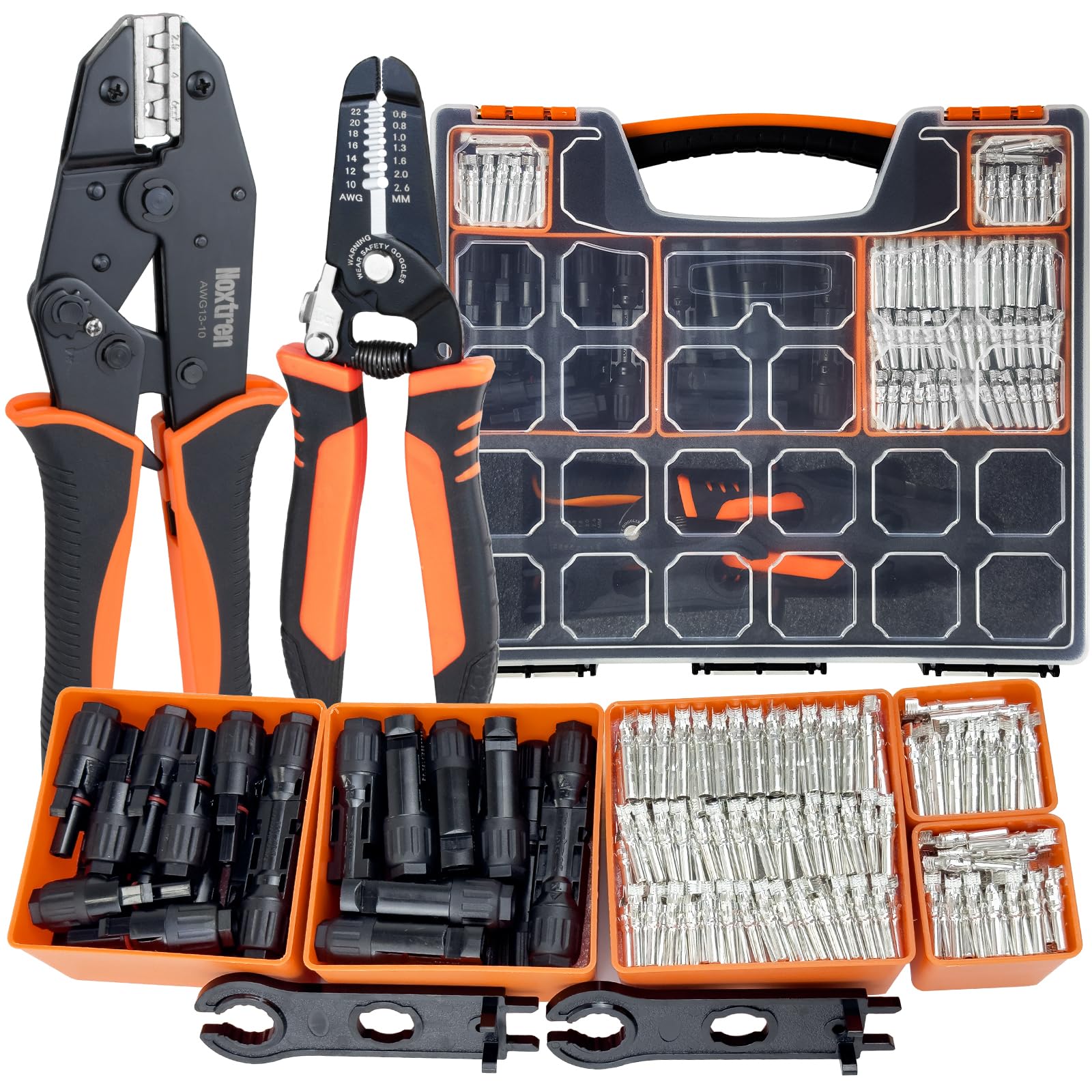 Noxtren 30-piece solar crimper toolkit in a compact case for on-site installations.