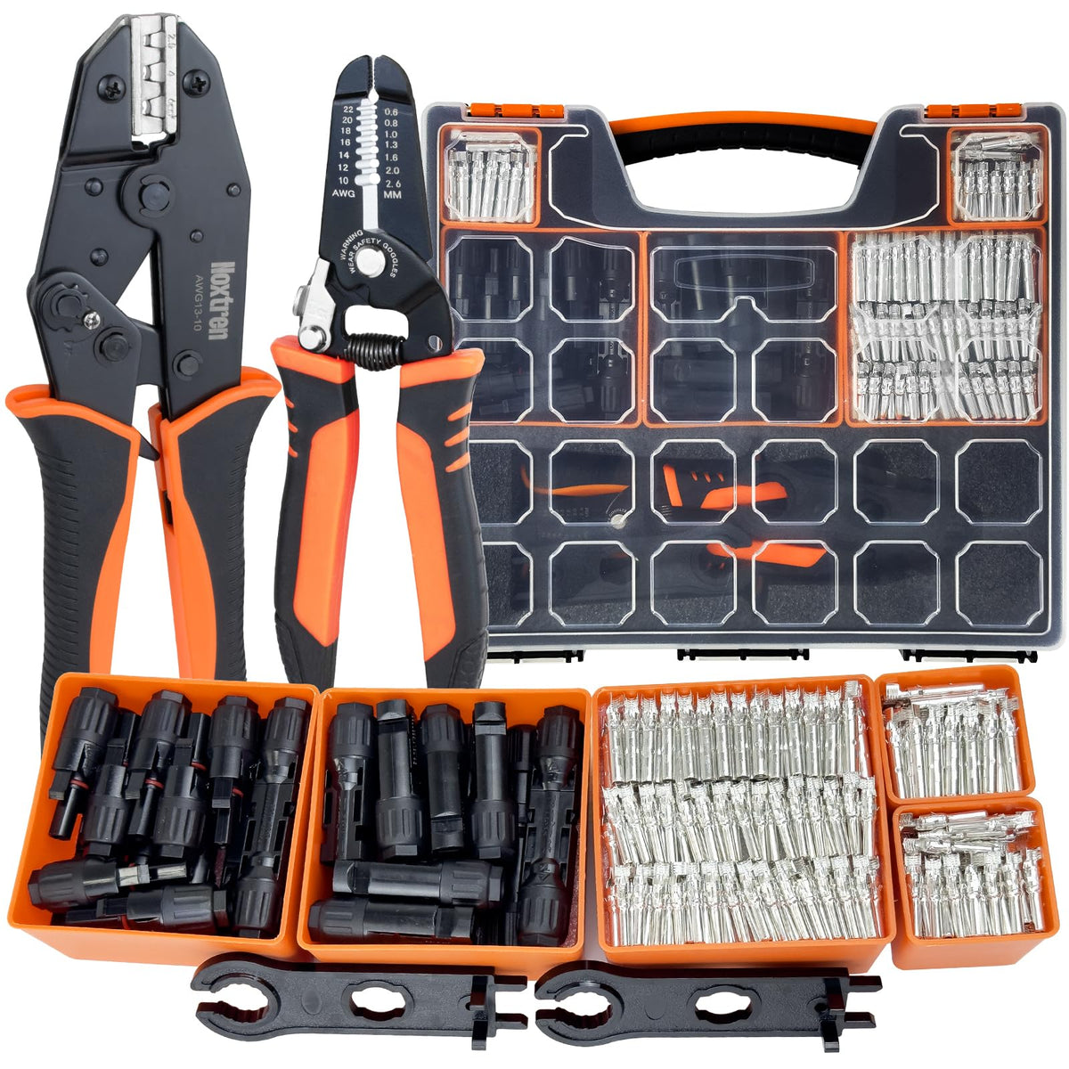 Noxtren 30-piece solar crimper toolkit in a compact case for on-site installations.