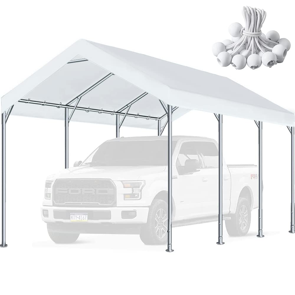 N\P carport top cover 10x20 white shields vehicle from sun and rain