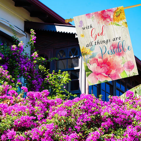 NPCSWXQ peony-bouquet-garden-flag closeup, showcases vibrant florals for springtime appeal.