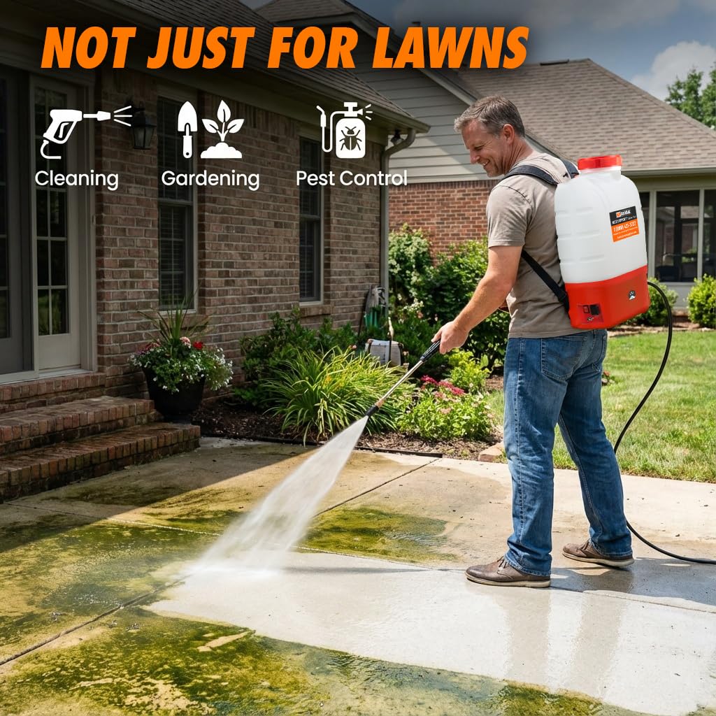 NPGLOBAL backpack sprayer with eight nozzles for versatile cleaning options