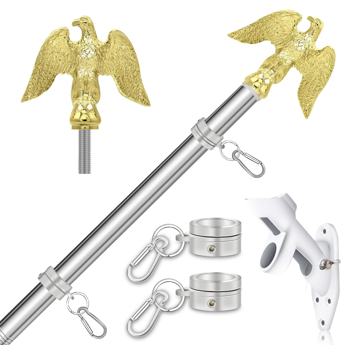 NQ 5 ft flag pole with eagle topper for porch patriotic display