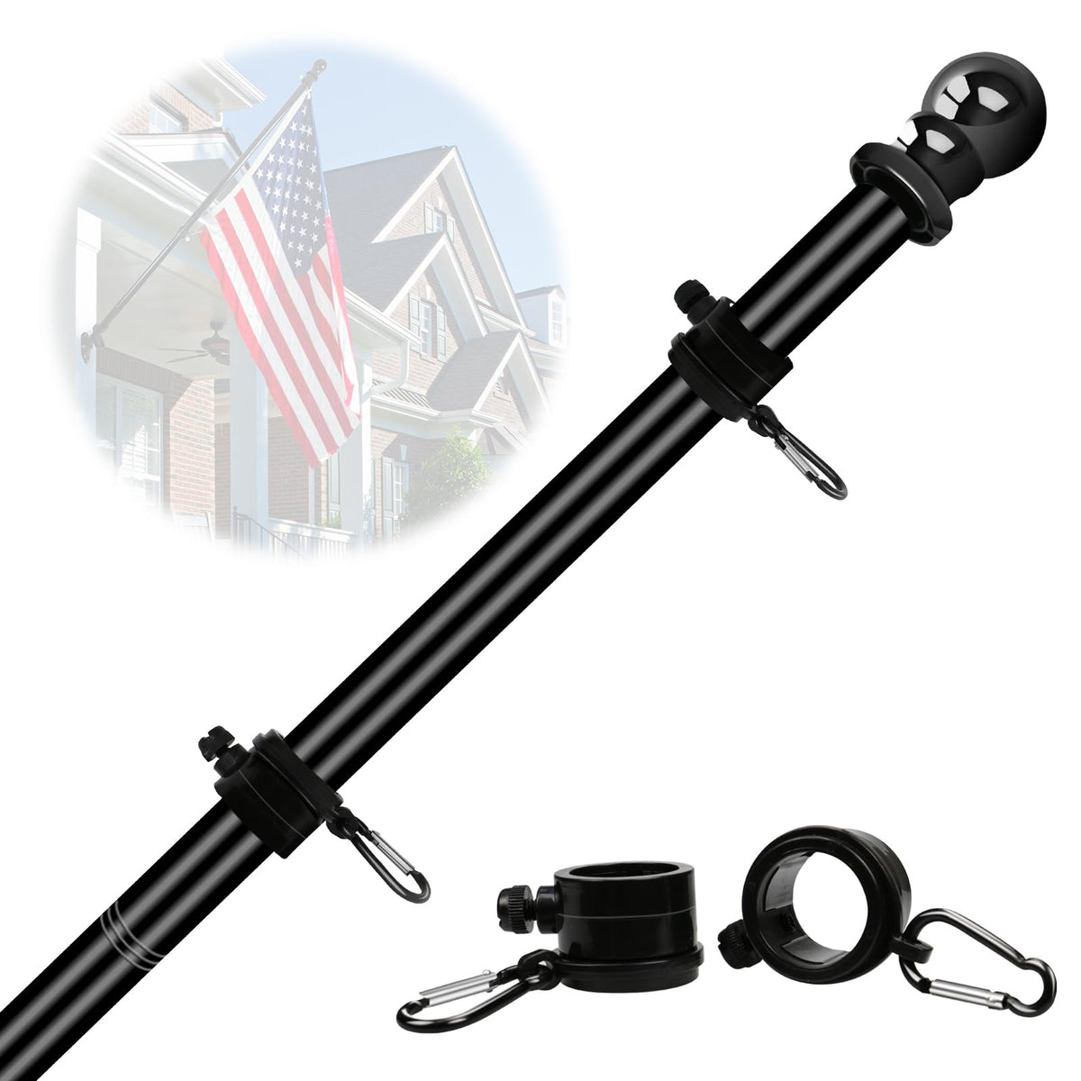 NQ 5ft outdoor flag pole in stainless steel with rust resistance for porch display