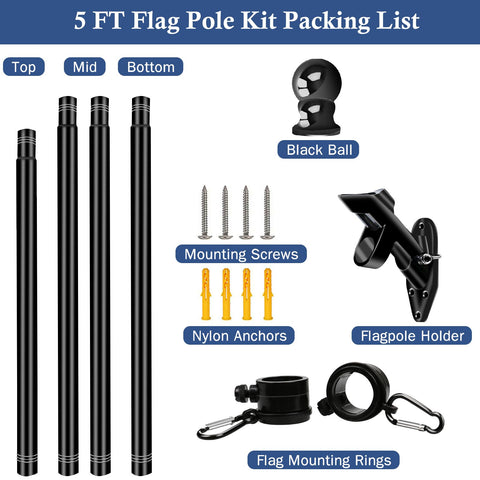 NQ outdoor black coated stainless steel flag pole resists weathering.