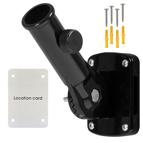 NQ adjustable flag pole holder showing angle range for outdoor display